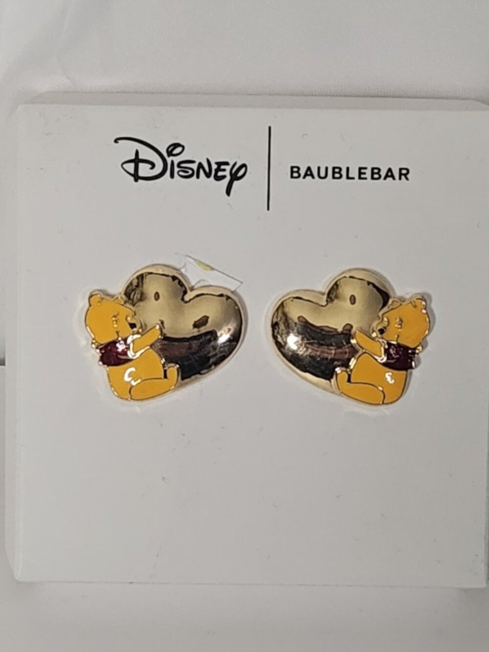 Disney BaubleBar Winnie the Pooh Puffed Heart Stud Earrings New